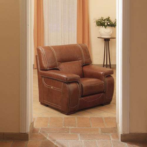 Fauteuil contemporain - MORFEO - SAN MARCO - en cuir / marron / avec accoudoirs
