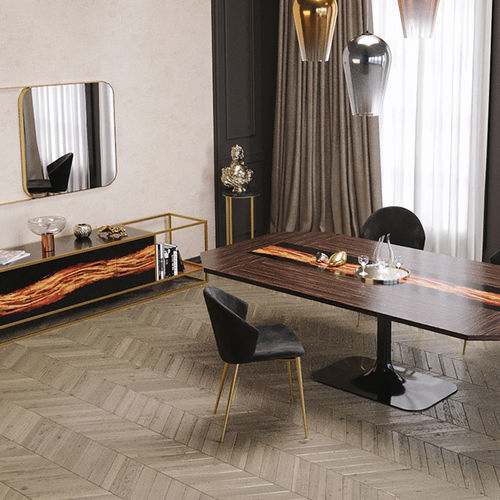 Chaise de salle à manger contemporaine - Tulip - Scandal Home Couture - d'intérieur / en velours / avec piètement en métal