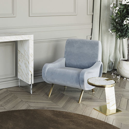 Fauteuil contemporain - LADY - Scandal Home Couture - en velours / bleu / de salon