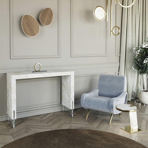 Console contemporaine - Porta Romana - Scandal Home Couture - en marbre / avec piètement en verre / avec piètement en marbre
