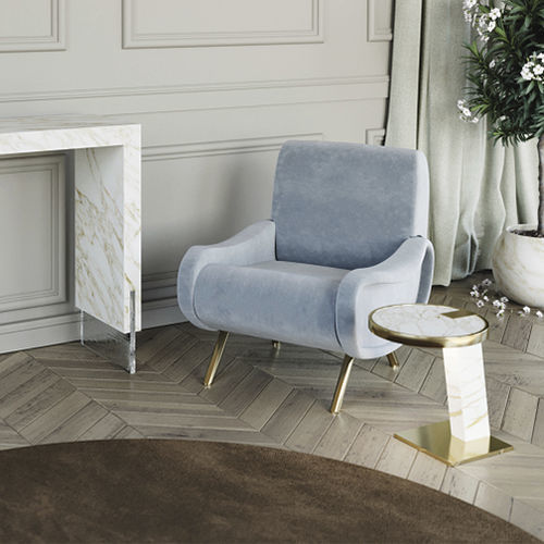 Table d'appoint contemporaine - Rialto - Scandal Home Couture - en marbre / avec piètement en marbre / ronde