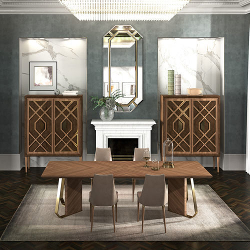 Table à manger contemporaine - INTRIGUE - Scandal Home Couture - en bois / en verre / avec piètement en bois