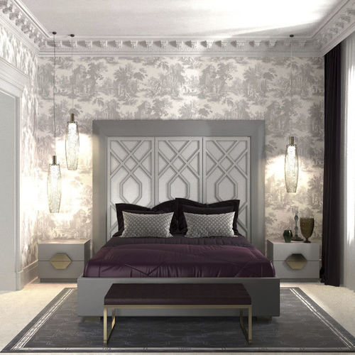 Lit double - INTRIGUE - Scandal Home Couture - contemporain / tapissé / avec tête de lit