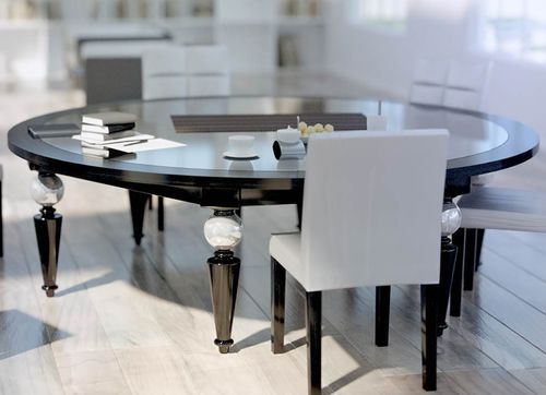 Table à manger contemporaine - LUNA - Scandal Home Couture - en bois / avec piètement en bois / ronde