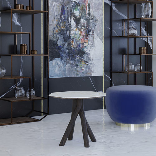 Table d'appoint contemporaine - Game - Scandal Home Couture - en céramique / en marbre / avec piètement en bois massif