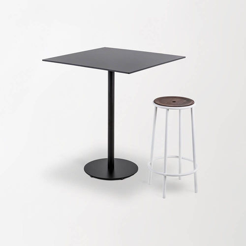 Table mange-debout contemporaine - SHIRE - Schoenhuber Franchi - en HPL / avec piètement en métal peint / ronde