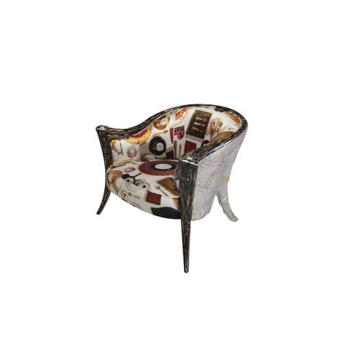 Fauteuil de style - Opus Mini - Sergio Villa Mobilitaly - en tissu / en cuir / en bois