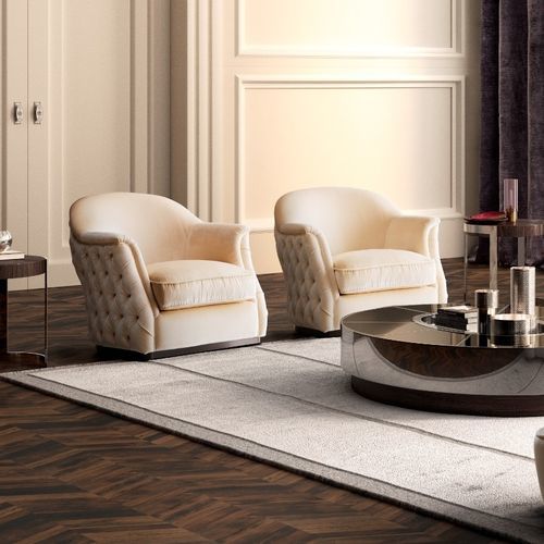 Fauteuil chesterfield - Zahira - Siwa Soft Style Home - en tissu / en bois massif / fait main