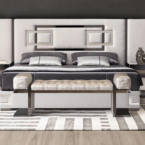 Bout de lit chesterfield - Vertigo - Siwa Soft Style Home - en métal chromé / en verre / en tissu