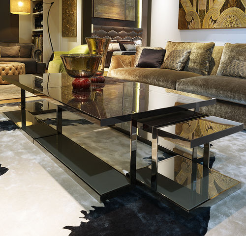 Table gigogne contemporaine - Vertigo - Siwa Soft Style Home - en bois / avec piètement en métal chromé / carrée