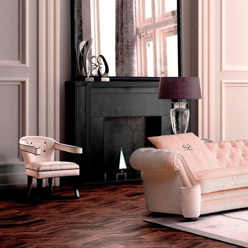 Fauteuil chesterfield - Chérie - Siwa Soft Style Home - en tissu / en cuir / en bois massif