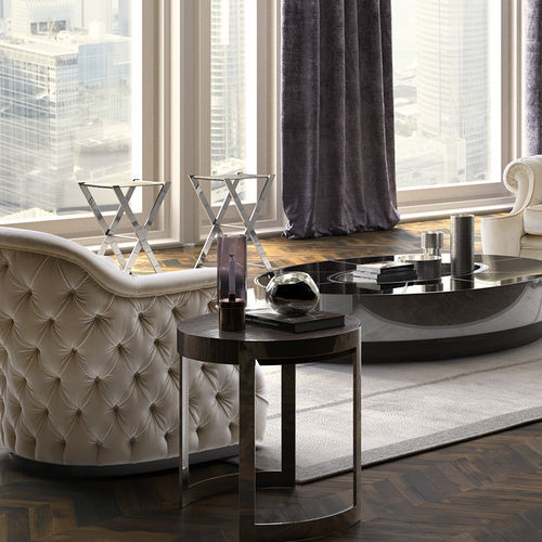 Table d'appoint contemporaine - Dont  - Siwa Soft Style Home - en bois / avec piètement en métal chromé / ronde