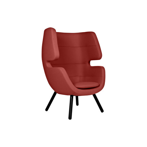 Fauteuil contemporain - MOAI - SOFTLINE - en tissu / en frêne / à oreilles