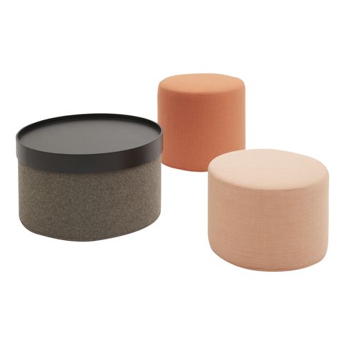 Pouf contemporain - DRUM - SOFTLINE - en tissu / en bois / rond