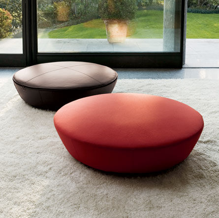 Pouf contemporain - CAKE - Swan Italia - en tissu / rond / noir