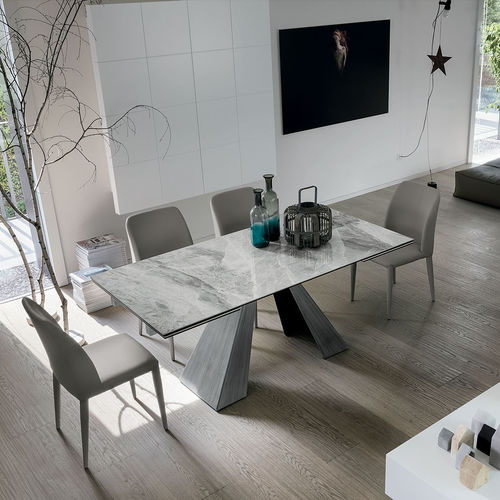 Table à manger contemporaine - TAURUS 180 - Target Point - en grès cérame / avec piètement en métal peint / avec piètement en métal brossé