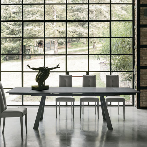 Table contemporaine - PONENTE 180 - Target Point - en verre trempé / en grès cérame / avec piètement en métal peint
