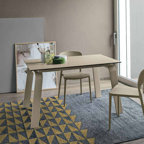 Table à manger contemporaine - DEIMOS 130 - Target Point - en MDF laqué / en verre trempé / en grès cérame