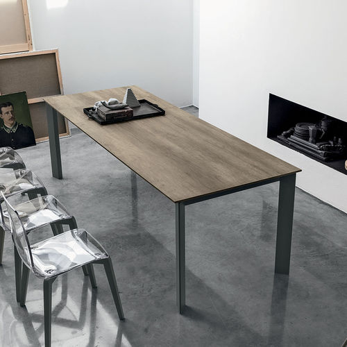 Table à manger contemporaine - SATURNO 160 - Target Point - en MDF laqué / en verre trempé / en grès cérame