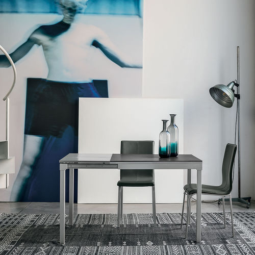 Table à manger contemporaine - PERIGEO 85 - Target Point - en MDF laqué / en verre trempé / en grès cérame