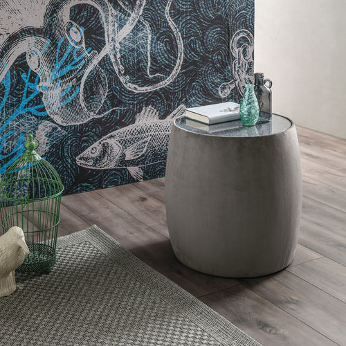 Pouf contemporain - LEPANTO - Target Point - en tissu / rond / gris