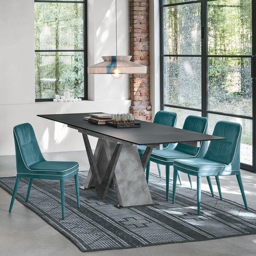 Table à manger contemporaine - TRITONE 160 - Target Point - en grès cérame / en stratifié haute pression / avec piètement en stratifié