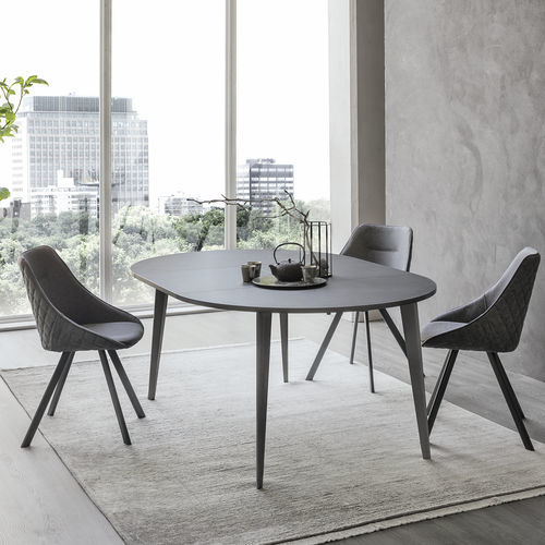 Table à manger contemporaine - AIACE - Target Point - en stratifié / avec piètement en métal peint / ronde