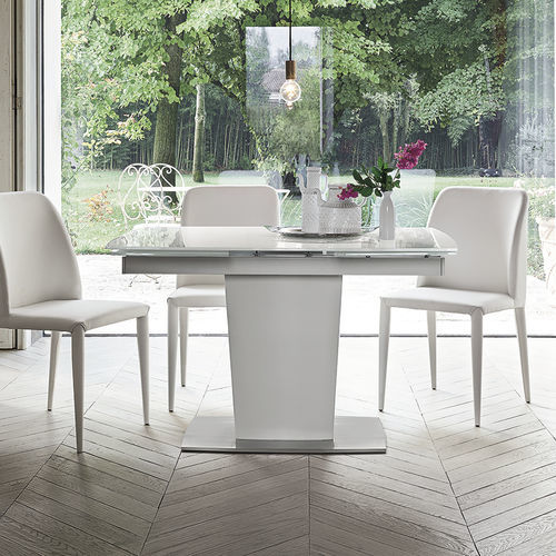 Table à manger contemporaine - COPERNICO 120 - Target Point - en verre trempé / en grès cérame / avec piètement en MDF laqué