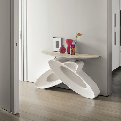 Console contemporaine - ECLIPSE - Target Point - en verre trempé / en grès cérame / avec piètement en polyuréthane
