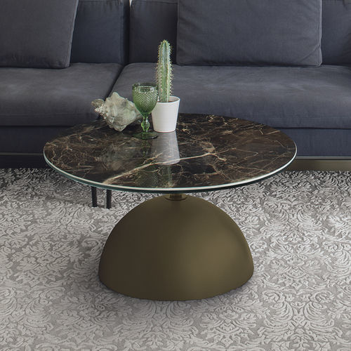 Table basse contemporaine - BULLET - Target Point - en grès cérame / avec piètement en métal peint / ronde