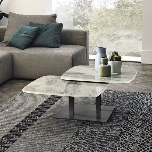Table basse contemporaine - ORBITAL - Target Point - en grès cérame / avec piètement en métal peint / piètement central
