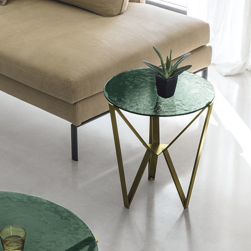 Table d'appoint contemporaine - SPIDER CORNER - Target Point - en verre / en grès cérame / avec piètement en métal peint