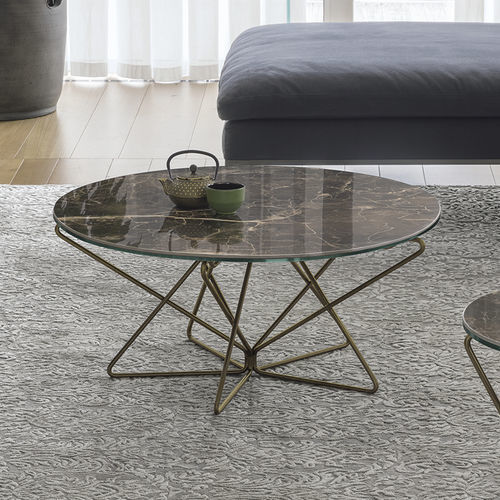 Table basse contemporaine - STAR - Target Point - en grès cérame / avec piètement en métal peint / ronde