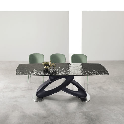 Table à manger contemporaine - ECLIPSE GLASS - Target Point - en verre / avec piètement en polyuréthane / rectangulaire