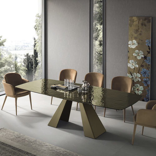 Table à manger contemporaine - TAURUS GLASS - Target Point - en verre / avec piètement en métal peint / avec piètement en métal brossé