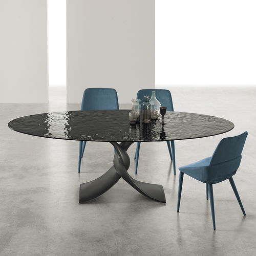 Table à manger contemporaine - TWIST GLASS - Target Point - en verre / avec piètement en polyuréthane / rectangulaire