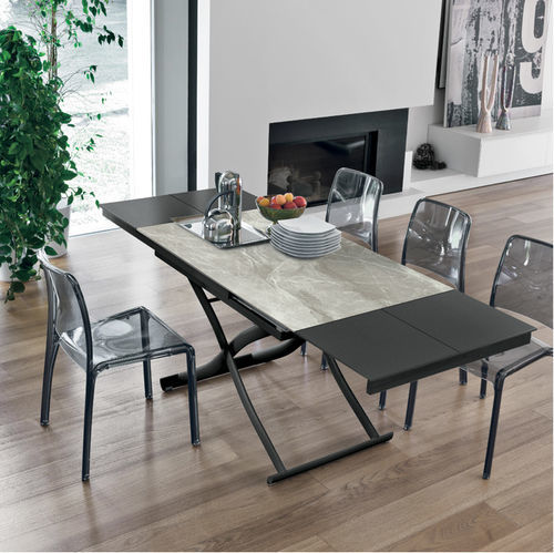 Table contemporaine - DIONE PLUS - Target Point - en MDF laqué / en verre trempé / en grès cérame
