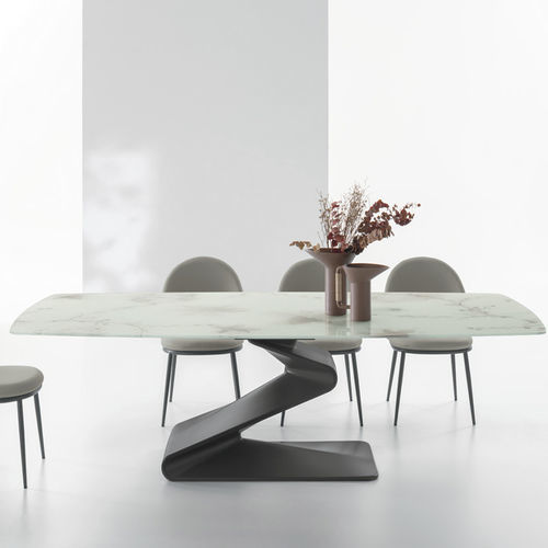Table à manger contemporaine - ZED 180 - Target Point - en grès cérame / avec piètement en bois / avec piètement en résine