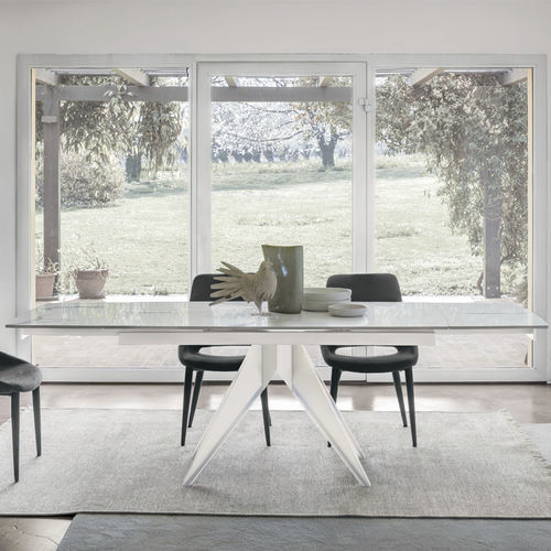 Table à manger contemporaine - MINOSSE GLASS - Target Point - en verre / avec piètement en métal peint / avec piètement en métal brossé
