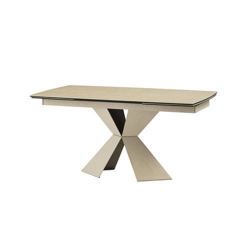 Table à manger contemporaine - POSEIDONE 120 - Target Point - en verre trempé / en grès cérame / avec piètement en métal