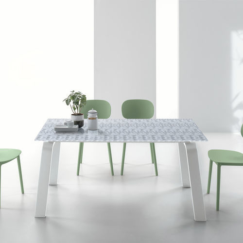 Table à manger contemporaine - DEIMOS 160 - Target Point - en MDF laqué / en verre trempé / en grès cérame
