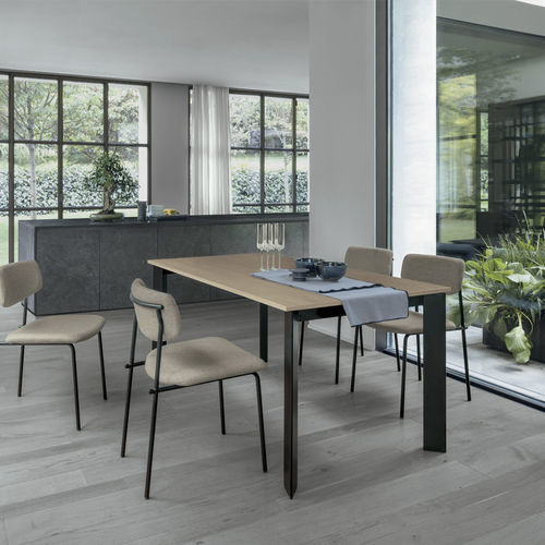 Table à manger contemporaine - SATURNO 130 - Target Point - en MDF laqué / en verre trempé / en grès cérame