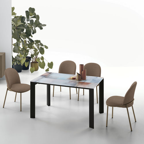 Table à manger contemporaine - SATURNO 110 - Target Point - en MDF laqué / en verre trempé / en grès cérame