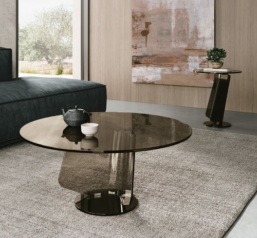 Table basse contemporaine - MIRAGGIO - Target Point - en verre / avec piètement en verre / ronde