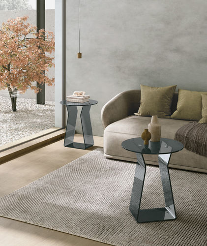 Table d'appoint contemporaine - SHOT - Target Point - en verre / avec piètement en verre / ronde