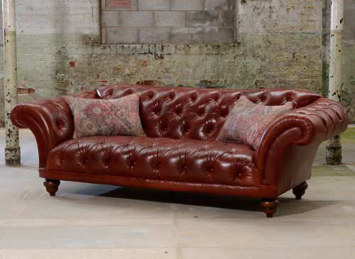 Canapé chesterfield - RIBCHESTER - Tetrad Associates - en tissu / en cuir / marron
