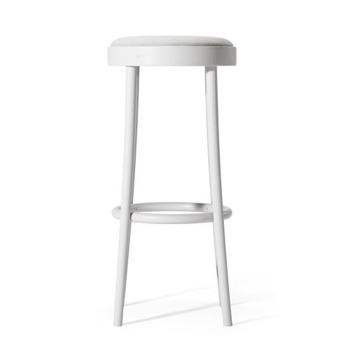 Tabouret de bar contemporain - 822 - TON a.s. - en cuir / en tissu / avec piètement en hêtre