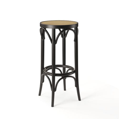 Tabouret de bar classique - 73 - TON a.s. - en cuir / en tissu / avec piètement en hêtre