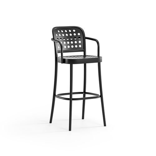 Tabouret de bar design scandinave - 822  - TON a.s. - en cuir / en tissu / en bois massif