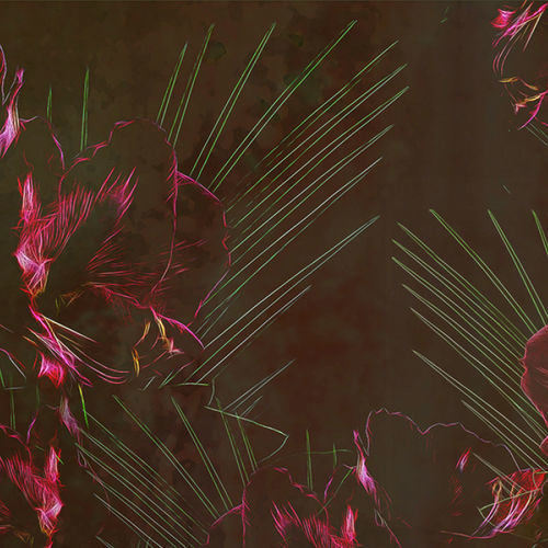 Papier peint contemporain - BALI TOUCH - Tonin Casa - à motif floral / rouge / pour salle de séjour